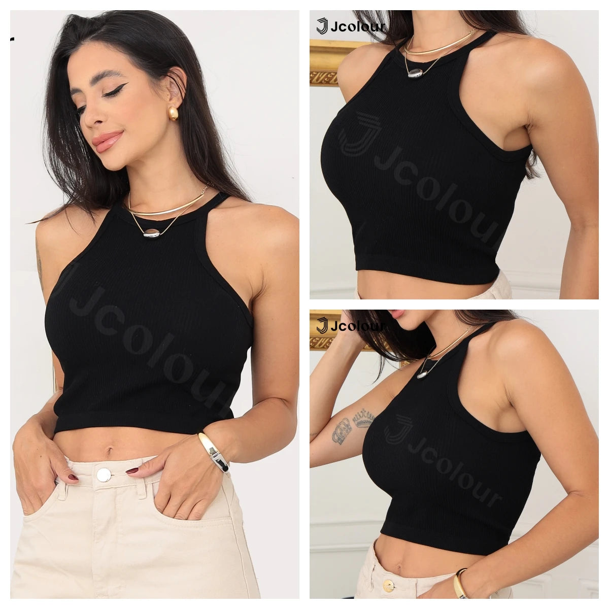 Kit de 3 Peças Sexy com Amarração, Ajuste ao Pescoço (sem ombros)