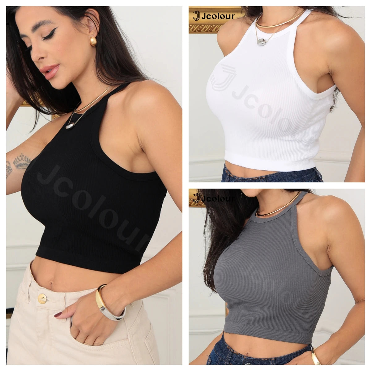 Kit de 3 Peças Sexy com Amarração, Ajuste ao Pescoço (sem ombros)