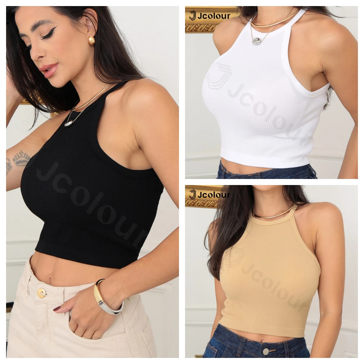 Kit de 3 Peças Sexy com Amarração, Ajuste ao Pescoço (sem ombros)