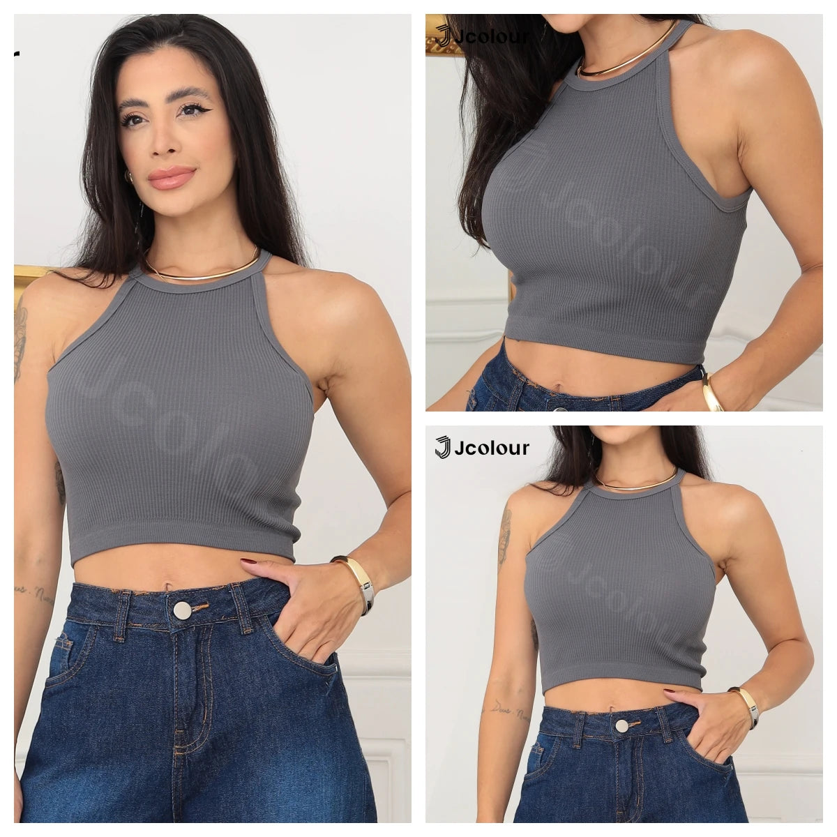 Kit de 3 Peças Sexy com Amarração, Ajuste ao Pescoço (sem ombros)